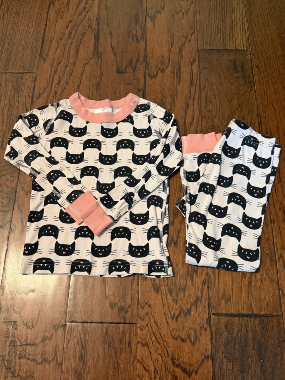 Hanna Andersson Kids Pink Cat Pajama Set Size 4